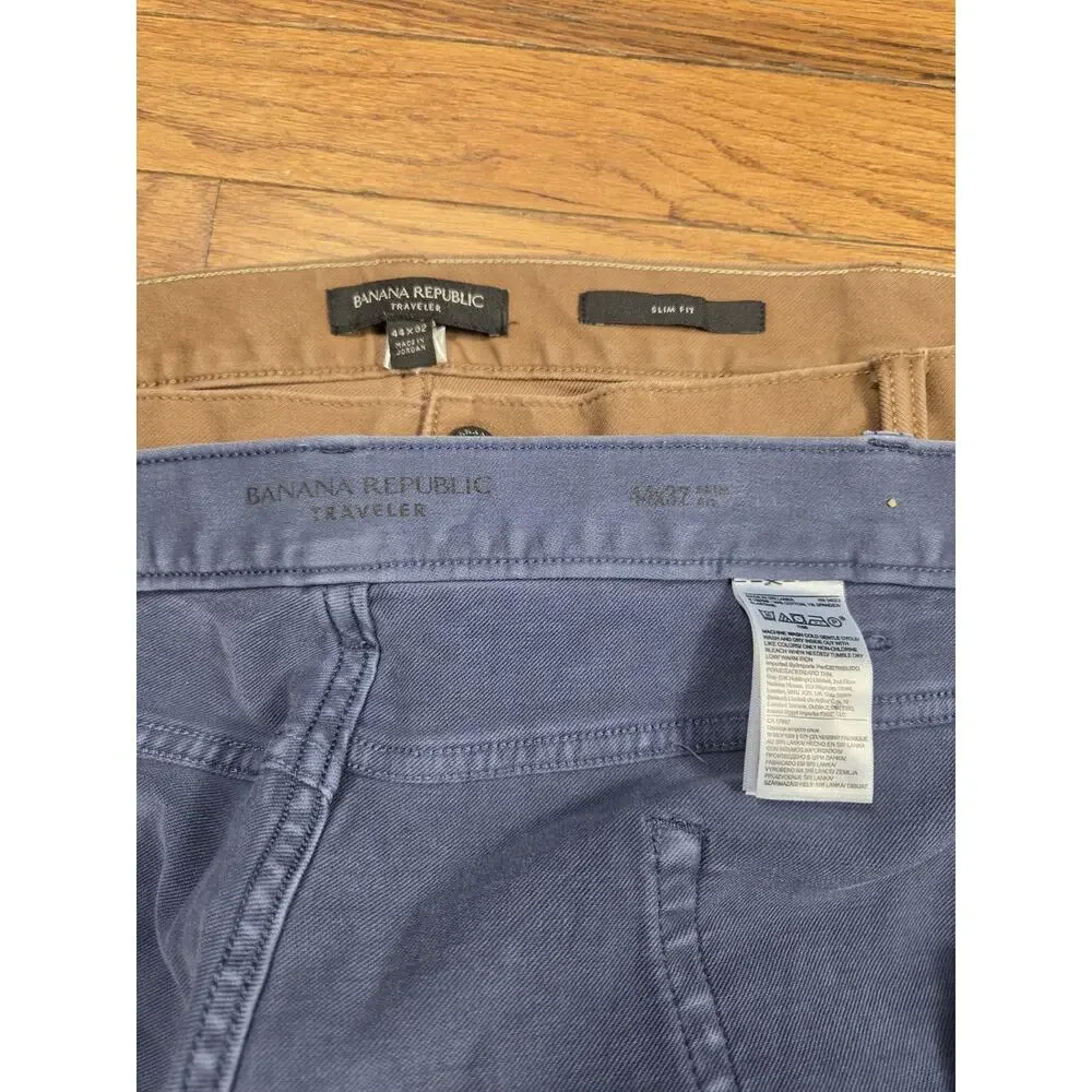 Banana Republic Traveler Slim Fit Chino Pants Lot of 2 Blue Beige 44W